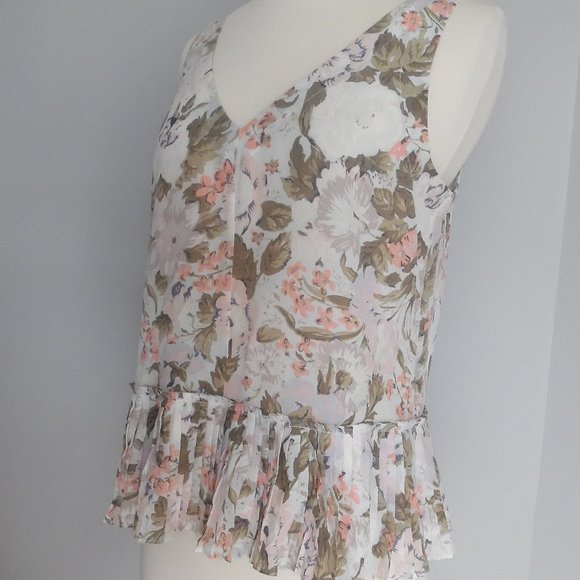 REBECCA TAYLOR Flora Silk Penelope V Neck TankTop - Picture 11 of 12